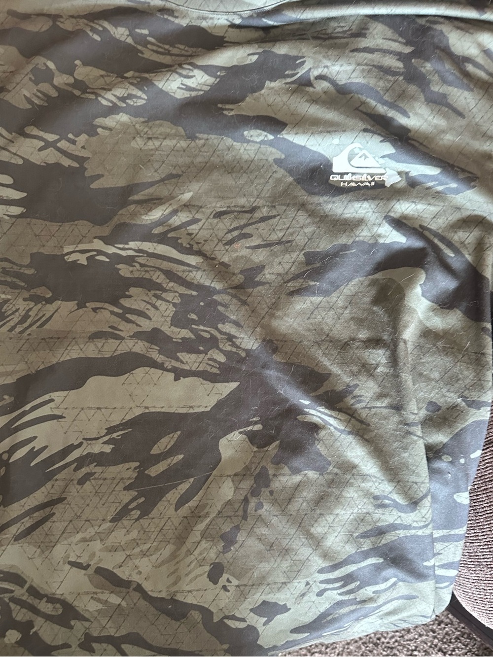 Quiksilver Light Gray Tee with Black Graphic and Olive Trim